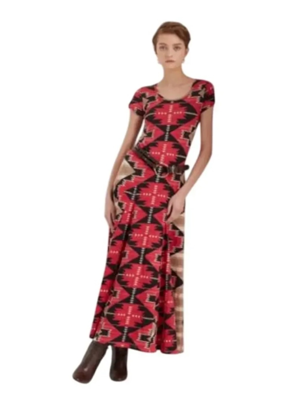 LAUREN RALPH LAUREN Southwestern Print Slub Jersey Maxidress Aztec Size Small